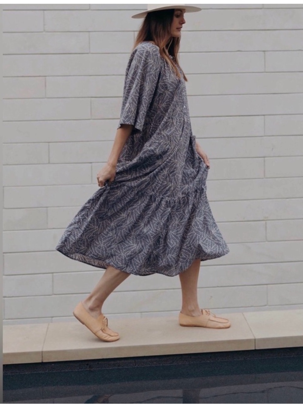 Esby Callie lightweight cotton dress in palm print